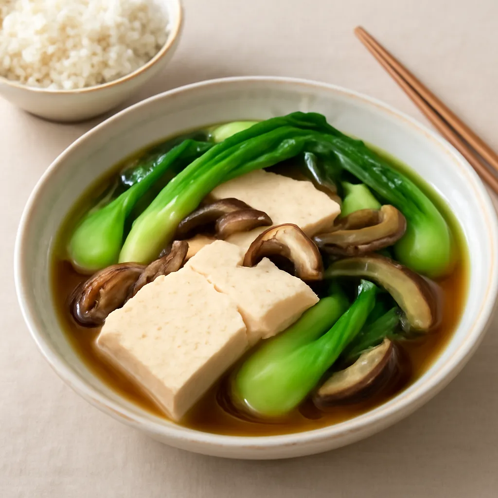 버섯 청경채 두부 찜